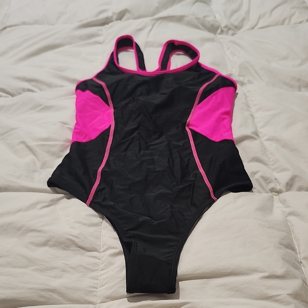 Black and Pink Women's One Piece Swimsuit